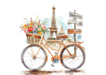 Bicycle with basket full of flowers