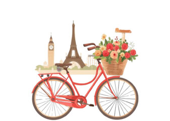 Bicycle with basket full of flowers t shirt template