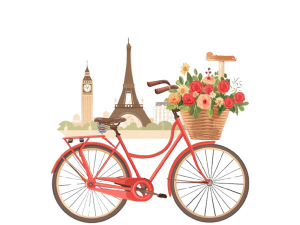 Bicycle with basket full of flowers t shirt template