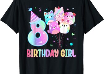 Birthday Girl 8th Birthday Squish Squad Mallow Girls T-Shirt