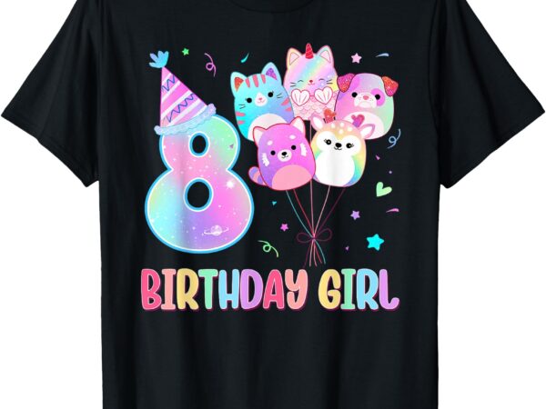 Birthday girl 8th birthday squish squad mallow girls t-shirt