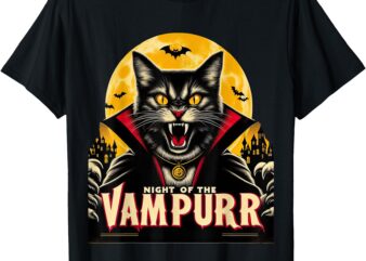 Black Cat Halloween Party Cat Lovers Retro Scary Halloween T-Shirt