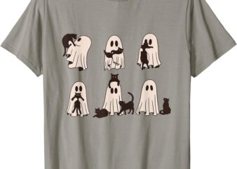 Black Cats in Ghost Costume – Cute Ghost Cat Halloween T-Shirt