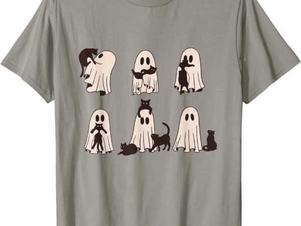 Black cats in ghost costume – cute ghost cat halloween t-shirt