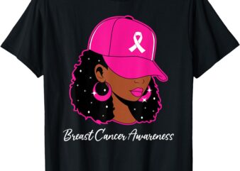 Black Women Pink Breast Cancer Awareness Warrior Women Girls T-Shirt