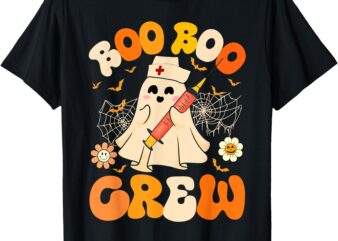 Boo Boo Crew Funny Ghost Nurse Retro Halloween Nursing RN T-Shirt