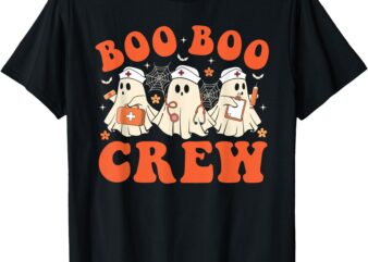 Boo Boo Crew Nurse Ghost Scrub Top Nursing Halloween Costume T-Shirt