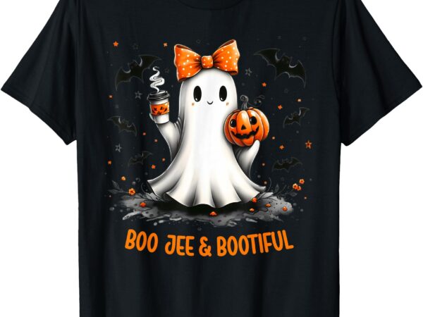 Boo jee ghost drinking coffee coquette bow halloween women t-shirt