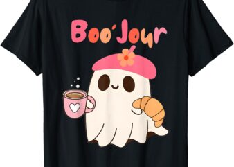 Boo Jour Ghost French Teacher Vintage Teacherlife Groovy T-Shirt