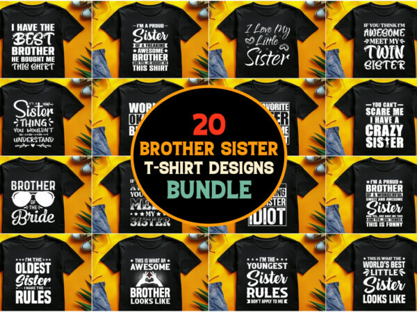 Brother sister t-shirt design bundle