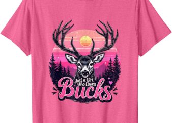 Buck Deer Hunting Hunter Girl Vintage Hunt T-Shirt