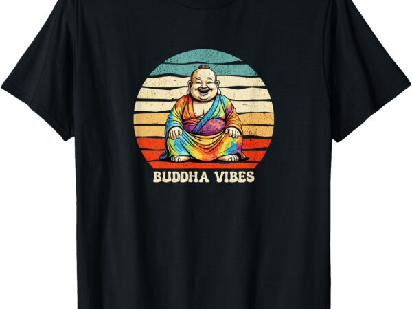 Buddha vibes tie-dye psychedelic meditation hippie design t-shirt