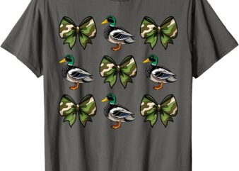 Camo Coquette Bow Duck Hunt Mallard Duck Hunting Women Girls T-Shirt