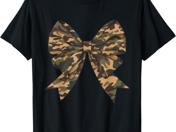 Camo coquette bow duck hunting girls kids women hunter t-shirt