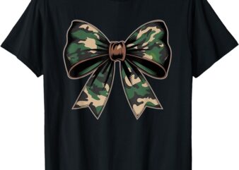 Camouflage Old Camo Bow Camo Coquette Bow Hunting Women Girl T-Shirt