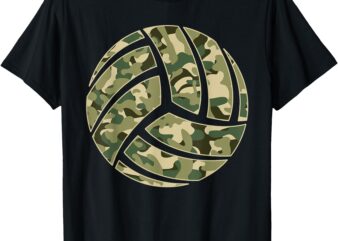 Camouflage Volleyball Lover Player Fan Cute Camo Volleyball T-Shirt