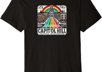 Capitol Hill, Seattle, Washington – Vintage Designed Locally Premium T-Shirt