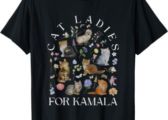 Cat Ladies For Kamala Wildflowers and Cats Kamala Lover T-Shirt