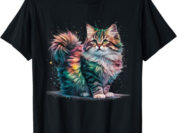 Cat men woman colorful watercolor cat t-shirt