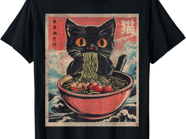 Cat ramen japanese funny graphic tees kawaii cat anime gifts t-shirt