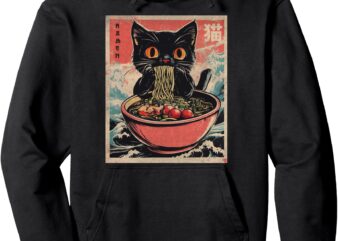 Cat Ramen Japanese Funny Kawaii Cat Anime Mens Gifts Anime Pullover Hoodie t shirt vector file