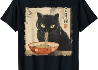 Cat Ramen Noodle Japanese Art Anime Manga Kawaii Cat T-Shirt