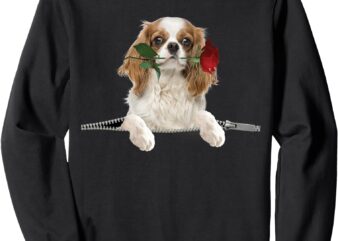 Cavalier King Charles Spaniel Rose Zipper Cute Gift Sweatshirt