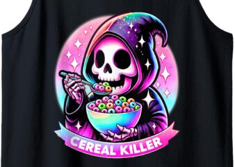 Cereal Killer Breakfast Cereal Bowl Cereals Skull Skeleton Tank Top t shirt vector file