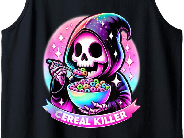 Cereal killer breakfast cereal bowl cereals skull skeleton tank top t shirt vector file