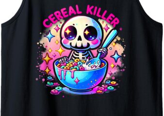 Cereal Killer Breakfast Cereal Bowl Cereals Skull Skeleton Tank Top t shirt vector file