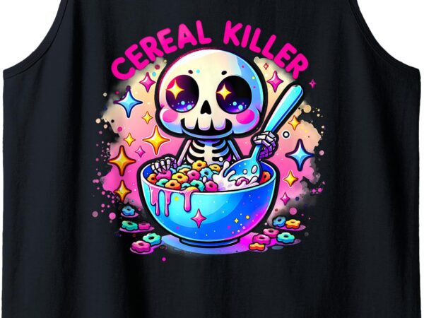 Cereal killer breakfast cereal bowl cereals skull skeleton tank top t shirt vector file