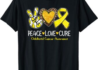 Childhood Cancer Awareness Love Cure Yellow Ribbon T-Shirt