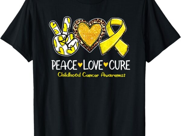 Childhood cancer awareness love cure yellow ribbon t-shirt