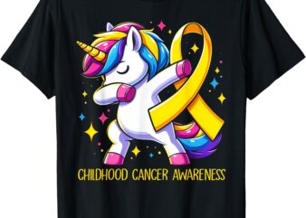 Childhood Cancer Awareness Unicorn Kids Girls T-Shirt