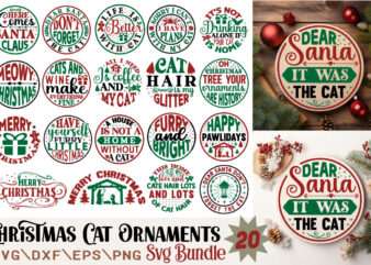 Christmas Cat Ornaments T-shirt Bundle Christmas Cat Ornaments SVG Bundle