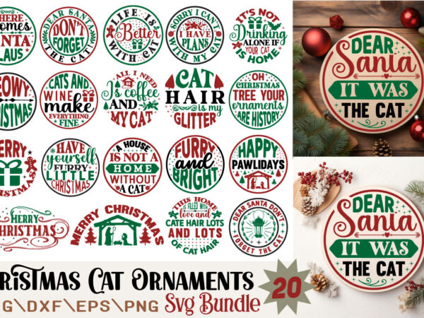 Christmas cat ornaments t-shirt bundle christmas cat ornaments svg bundle