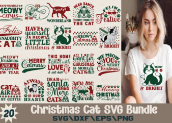 Christmas Cat T-shirt Bundle Christmas Cat SVG Bundle