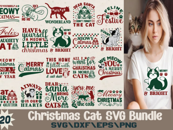 Christmas cat t-shirt bundle christmas cat svg bundle