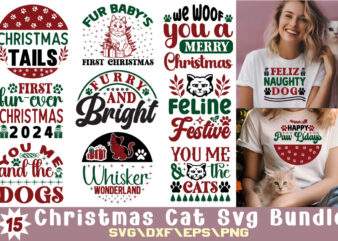 Christmas Cat T-shirt Bundle Christmas Cat Svg Bundle