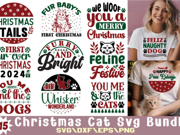 Christmas cat t-shirt bundle christmas cat svg bundle