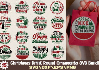 Christmas Drink Round Ornaments T-shirt Bundle Christmas Drink Round Ornaments SVG Bundle