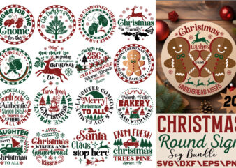 Christmas Round Sign T-shirt Bundle Christmas Round Sign Svg Bundle