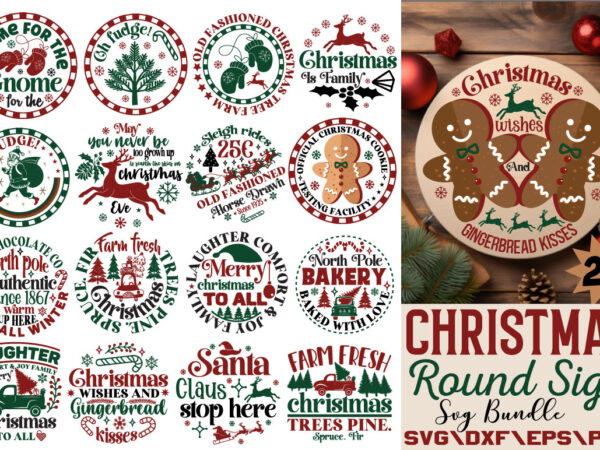 Christmas round sign t-shirt bundle christmas round sign svg bundle