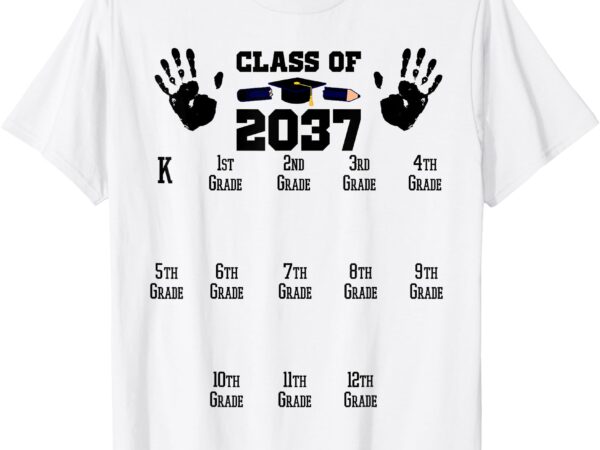 Class of 2037 grow with me handprint pre-k 12th grade t-shirt