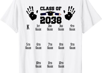 Class of 2038 Grow With Me Handprint Pre-K 12th Grade T-Shirt