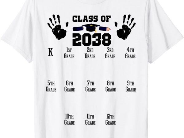 Class of 2038 grow with me handprint pre-k 12th grade t-shirt