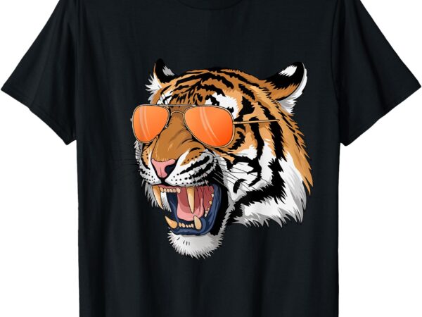 Cool growling bengal tiger with sunglasses t-shirt