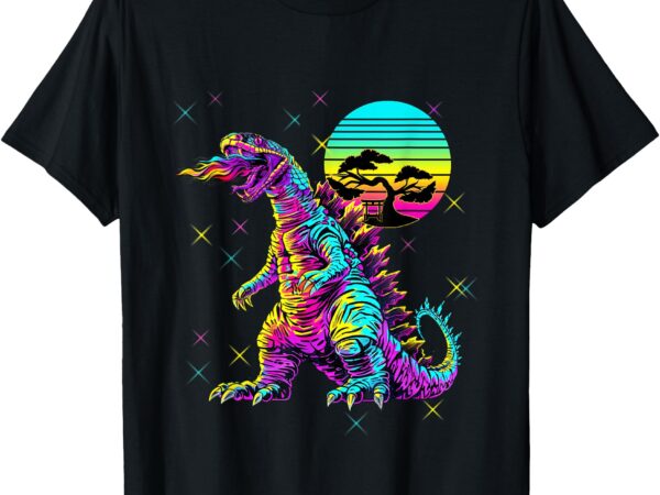 Cool streetwear synthwave 80s 90s retro anime snakezilla t-shirt