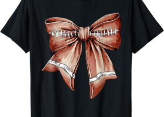 Coquette Bow Pumpkin American Football Thanksgiving Autumn T-Shirt