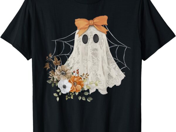 Coquette ghost halloween flower ghost spooky lace ghost t-shirt